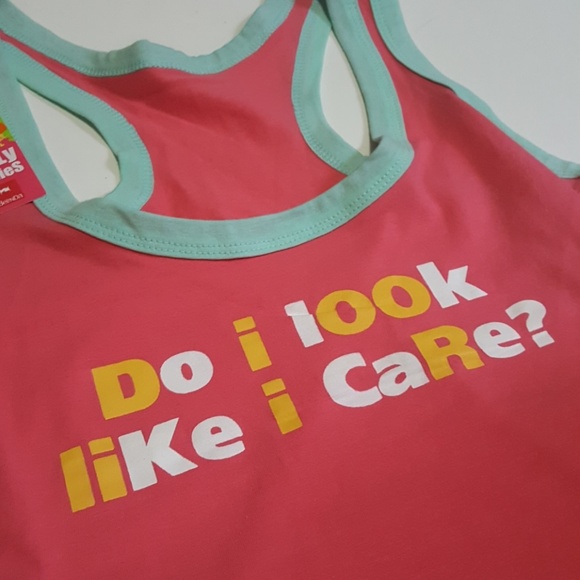 "Do I Look Like I Care" Racerback Tank Size YM - Picture 2 of 5
